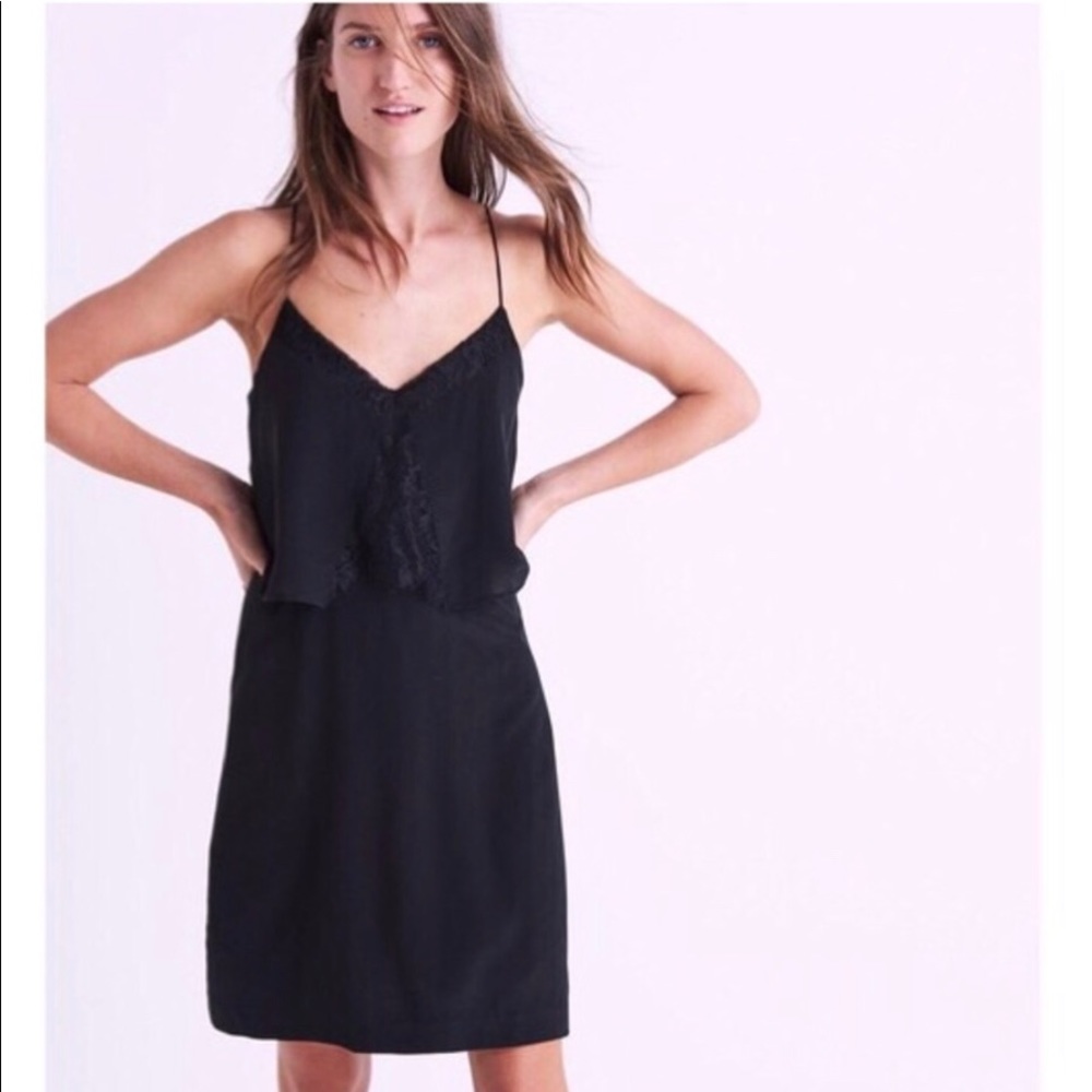 Madewell silk slip layered lace cami dress